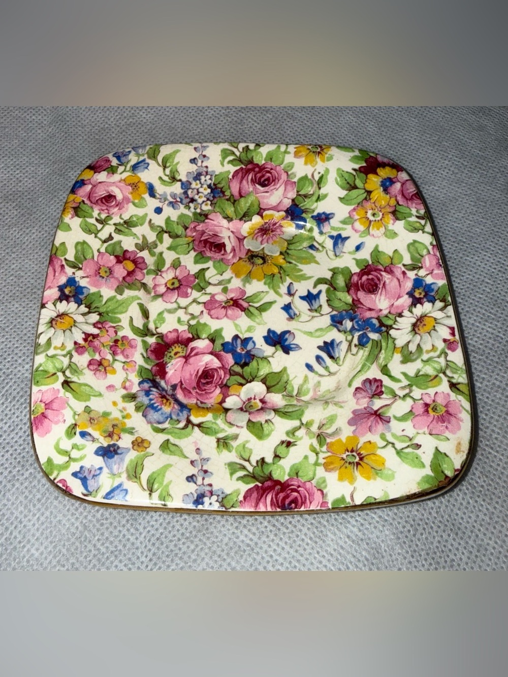 Royal Winton Grimwades England Square Floral Ceramic Butter Dish Base